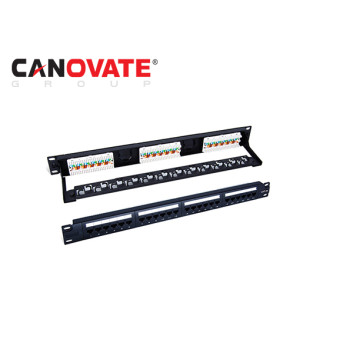 Patch panel 24p cat.5e UTP, 19"/1U, RAL9005