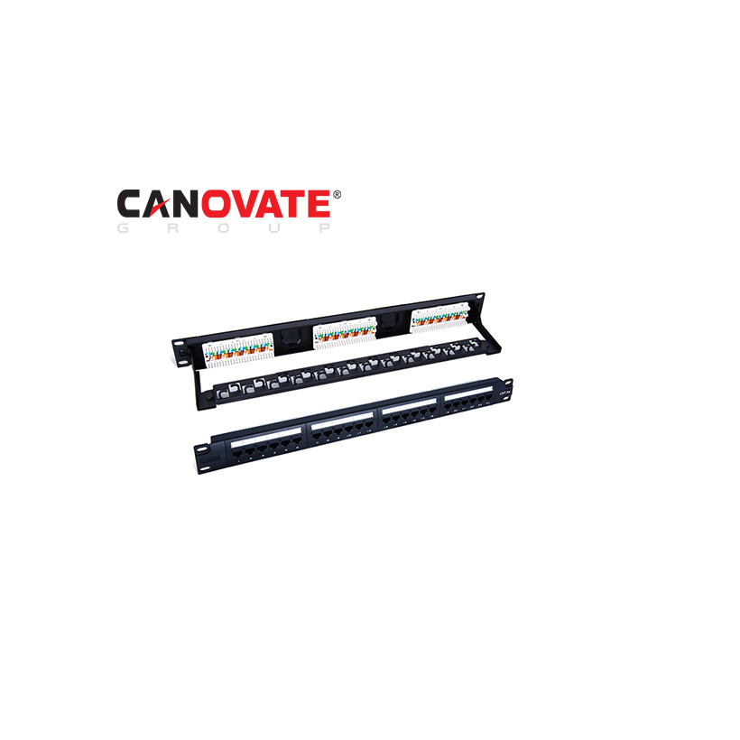 Patch panel 24p cat.5e UTP, 19"/1U, RAL9005