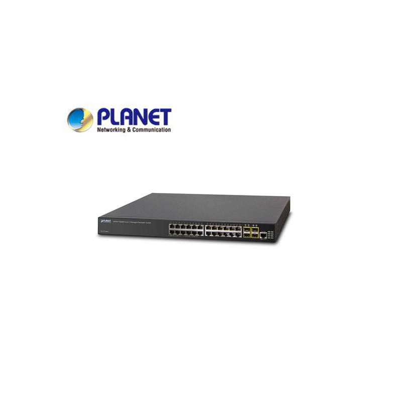 Layer 3 24-Port 10/100/1000T with 4-port shared 1000X SFP + 4-Port 10G SFP+ Stackable Managed Switch