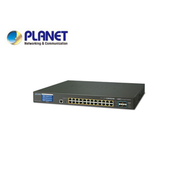 GS-5220-24UPL4XVR: L2+/L4 24-Port 10/100/1000T 75W Ultra PoE + 4-Port 10G SFP+ Managed Switch with Color LCD Touch Screen, Hardware Layer3 IPv4/IPv6 Static Routing, Â W/ 48V Redundant Power (600W