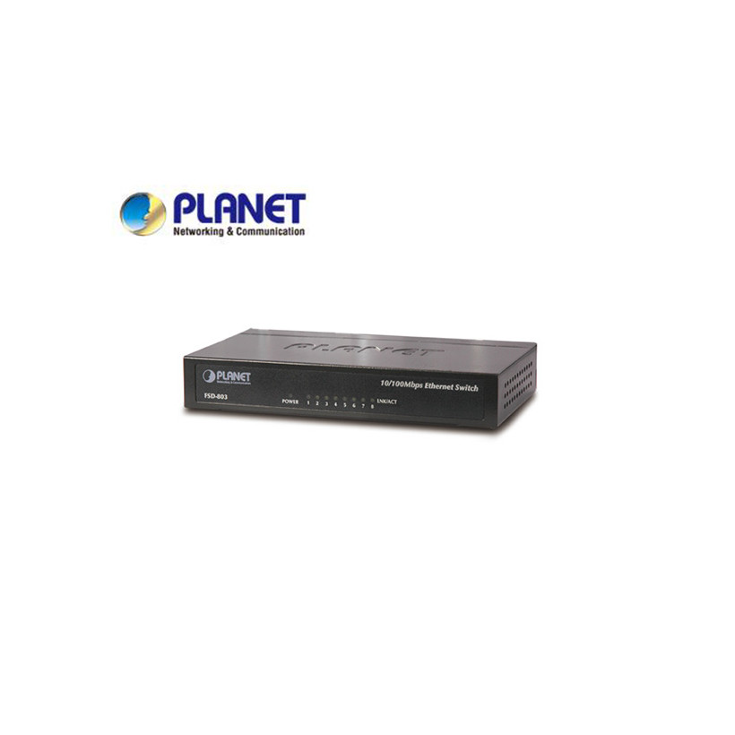 8-Port 10/100Mbps Fast Ethernet Switch, Metal