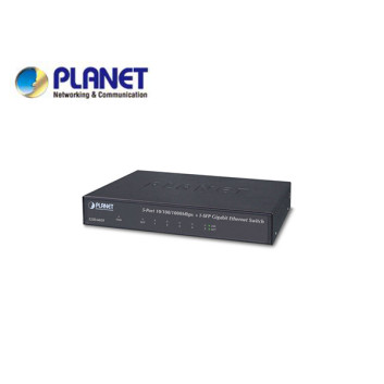 5-Port 10/100/1000T +1-Port 1000X SFP Gigabit Ethernet Switch , Metal (External Power)