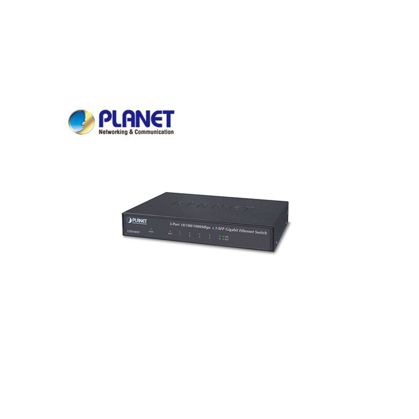 5-Port 10/100/1000T +1-Port 1000X SFP Gigabit Ethernet Switch , Metal (External Power)