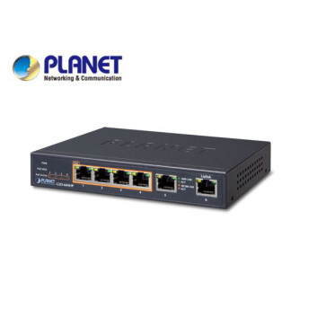 4-Port 10/100/1000T 802.3at POE + 2-Port 10/100/1000T Desktop Switch (55W POE Budget, External Power Supply)