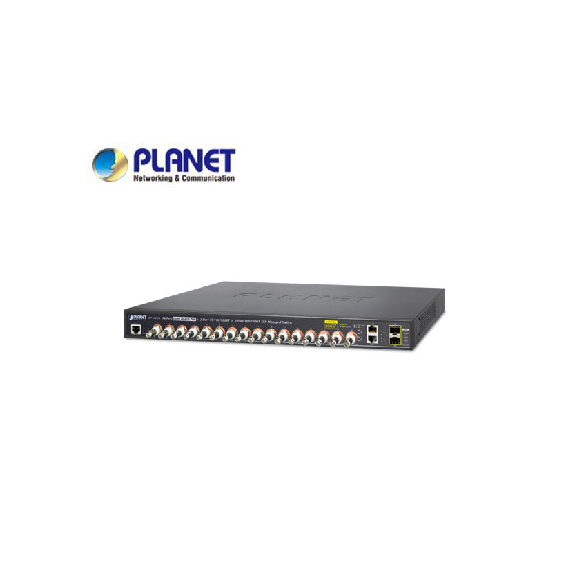 IPv4/IPv6, 16-Port Coax + 2-Port 10/100/1000T + 2-Port 100/1000X SFP Long Reach POE over Coaxial Managed Switch (440W)