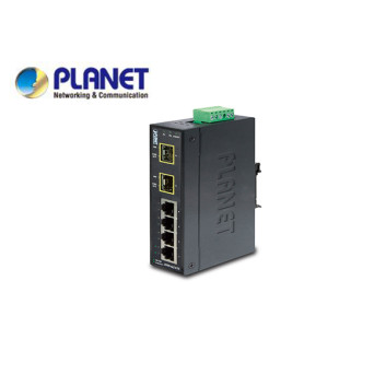 IP30 Slim Type 4-Port Industrial Ethernet Switch + 2-Port SFP Fiber (-40 - 75 C)