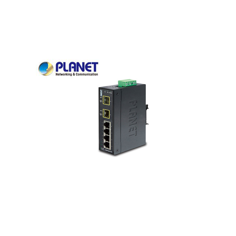 IP30 Slim Type 4-Port Industrial Ethernet Switch + 2-Port SFP Fiber (-40 - 75 C)