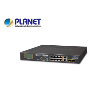 8-Port 10/100TX 802.3at PoE + 2-Port Gigabit TP/SFP combo Desktop Switch with LCD PoE MonitorÂ (120W)