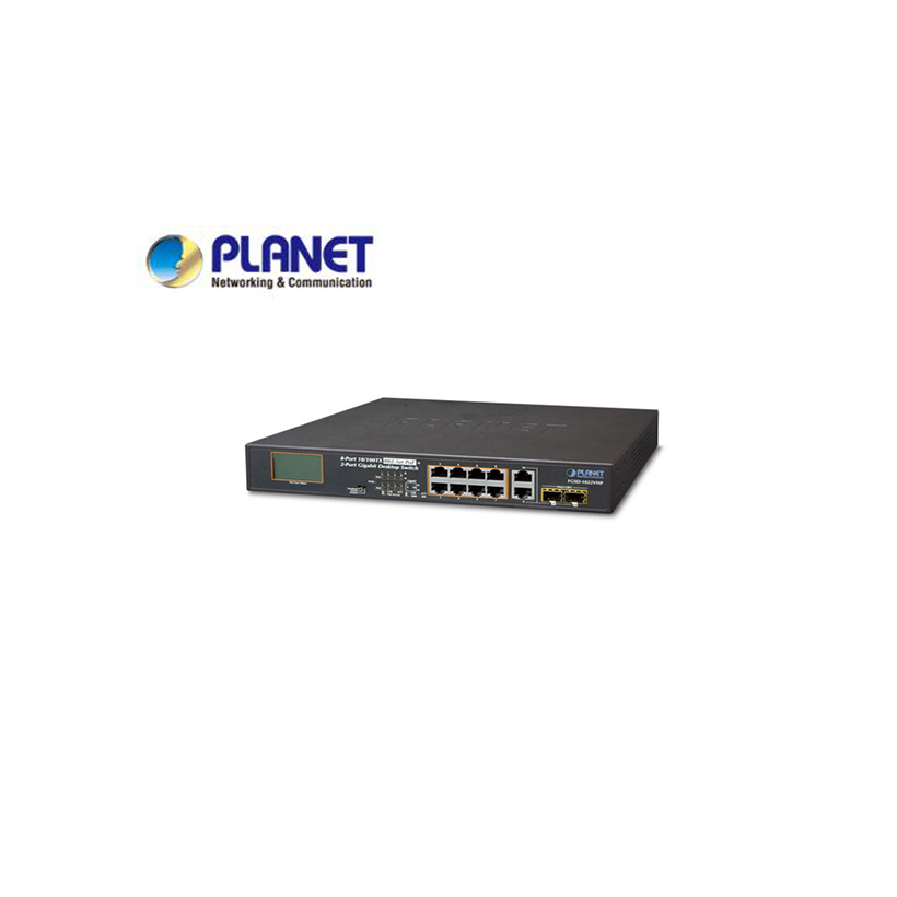 8-Port 10/100TX 802.3at PoE + 2-Port Gigabit TP/SFP combo Desktop Switch with LCD PoE MonitorÂ (120W)