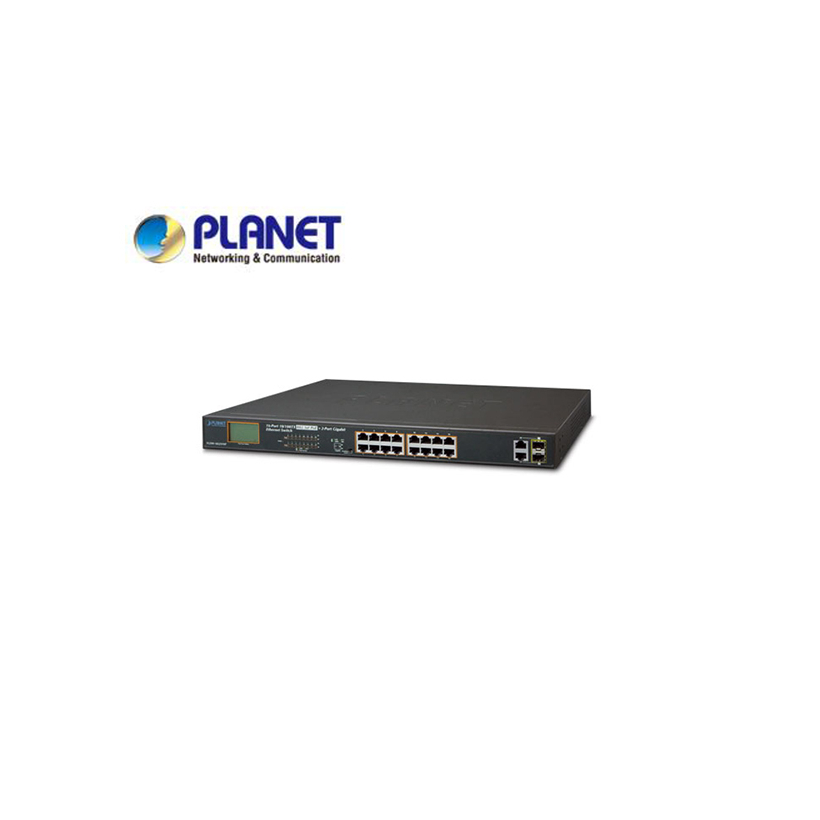 16-Port 10/100TX 802.3at PoE + 2-Port Gigabit TP/SFP Combo Ethernet Switch with LCD PoE Monitor (300W)