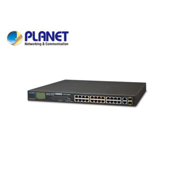 24-Port 10/100TX 802.3at PoE + 2-Port Gigabit TP/SFP Combo Ethernet Switch with LCD PoE Monitor (300W)