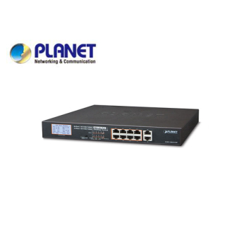 8-Port 10/100/1000T 802.3at PoE + 2-Port 10/100/1000T Desktop Switch with LCD PoE Monitor (120W PoE Budget, Standard/VLAN/Extend mode)