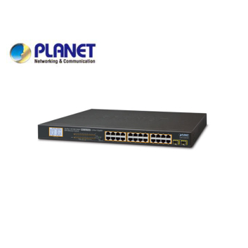 24-Port 10/100/1000T 802.3at PoE + 2-Port 1000SX SFP Gigabit Switch with LCD PoE Monitor (300W PoE Budget, Standard/VLAN/Extend mode)