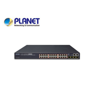 SGS-6340-24T4S: Layer 3 24-Port 10/100/1000T 802.3at POE + 4-Port 1000X SFP Stackable Managed Gigabit Switch (370W)