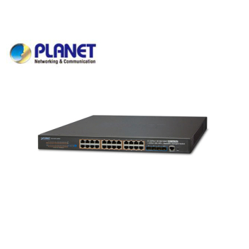 SGS-6341-24P4X: Layer 3 24-Port 10/100/1000T 802.3at POE + 4-Port 10G SFP+ Stackable Managed Gigabit Switch (370W)