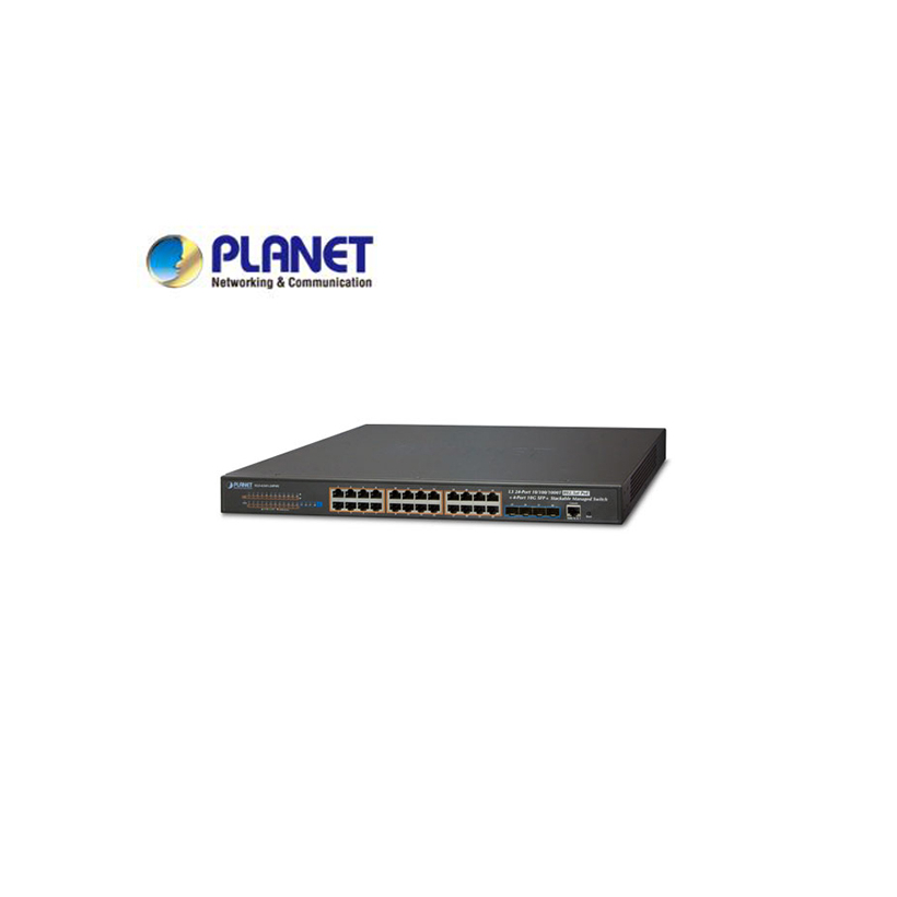 SGS-6341-24P4X: Layer 3 24-Port 10/100/1000T 802.3at POE + 4-Port 10G SFP+ Stackable Managed Gigabit Switch (370W)