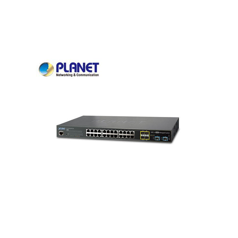 GS-5220-20T4C4X: L2+/L4 20-Port 10/100/1000T + 4-port Gigabit TP/SFP combo + 4-Port 10G SFP+ Managed Switch, with Hardware Layer3 IPv46/IPv6 Static Routing