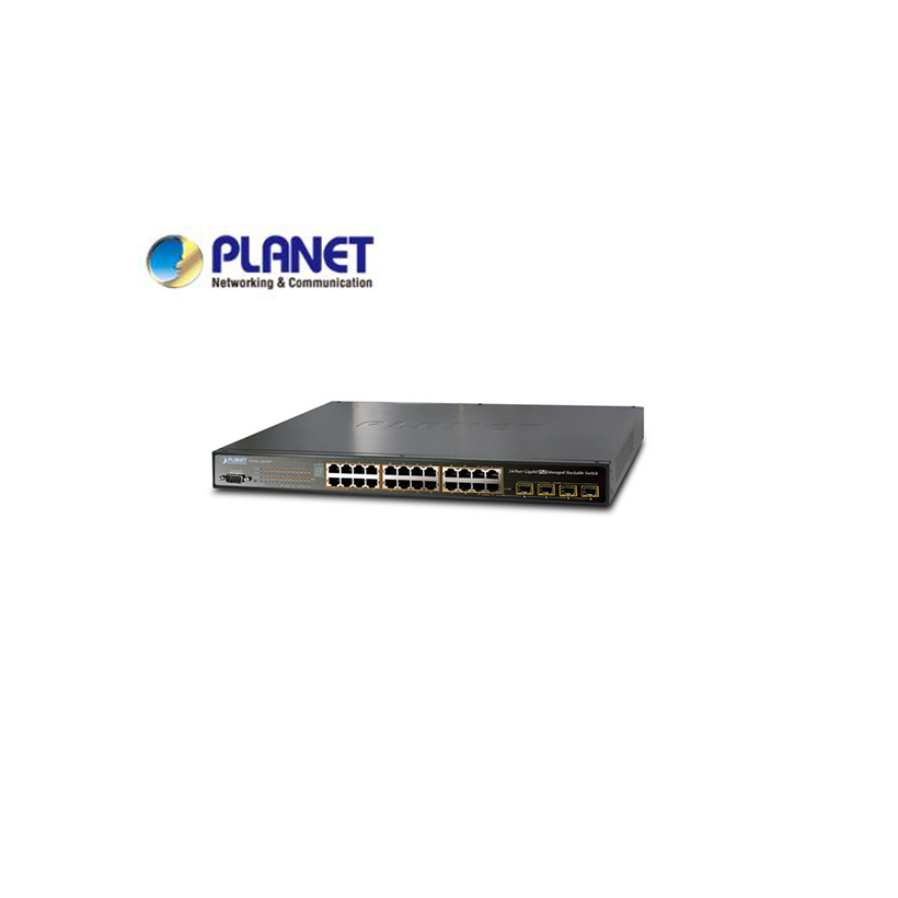 IPv6 Managed 24-Port 802.3af PoE Gigabit Ethernet Switch + 4-Port SFP (400W), stackable