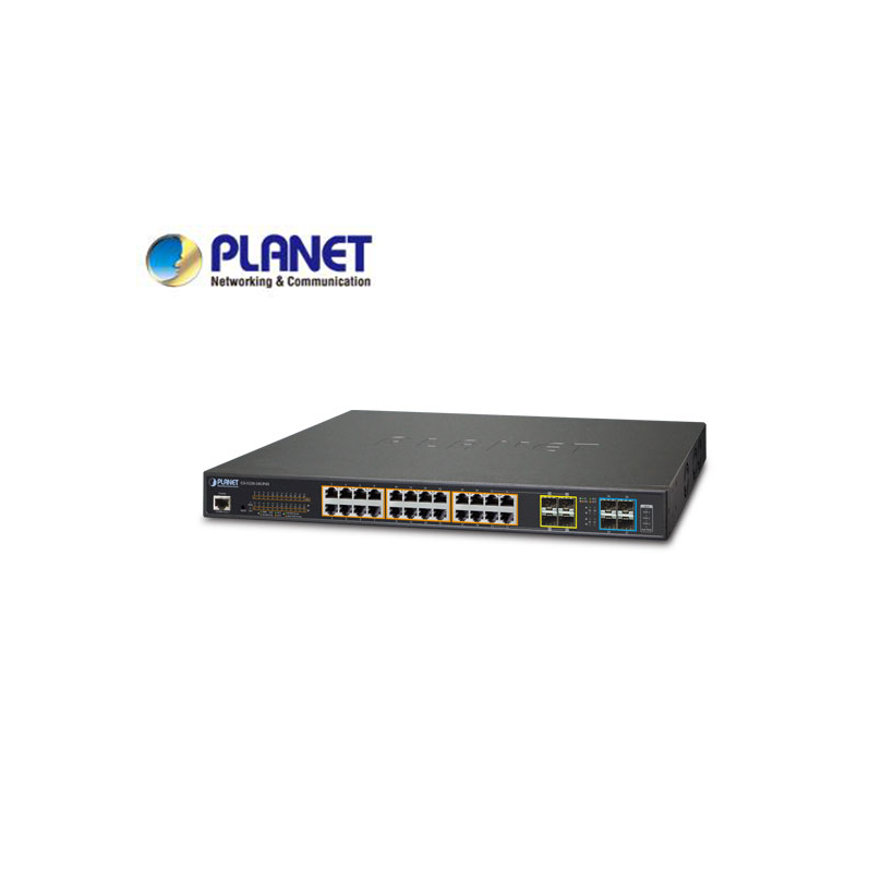 GS-5220-24UP4X: L2+/L4 24-Port 10/100/1000T 75W Ultra PoE with 4 shared SFP + 4-Port 10G SFP+ Managed Switch, with Hardware Layer3 IPv4/IPv6 Static Routing (400W PoE Budget, ONVIF)