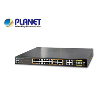 IPv6/IPv4, 24-Port Managed 802.3at POE+ Gigabit Ethernet Switch + 4-Port Gigabit Combo TP/SFP (220W)