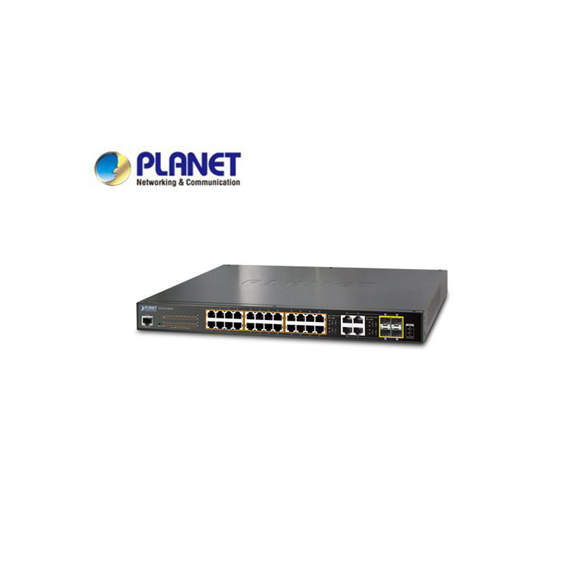 IPv6/IPv4, 24-Port Managed 802.3at POE+ Gigabit Ethernet Switch + 4-Port Gigabit Combo TP/SFP (220W)