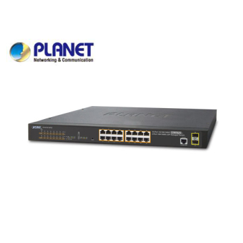 IPv6/IPv4, 16-Port Managed 802.3at POE+ Gigabit Ethernet Switch + 2-Port 100/1000X SFP (220W)