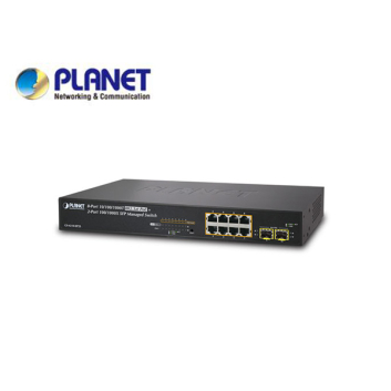 IPv4/IPv6, 8-Port Managed 802.3at POE+ Gigabit Ethernet Switch + 2-Port 100/1000X SFP (120W)