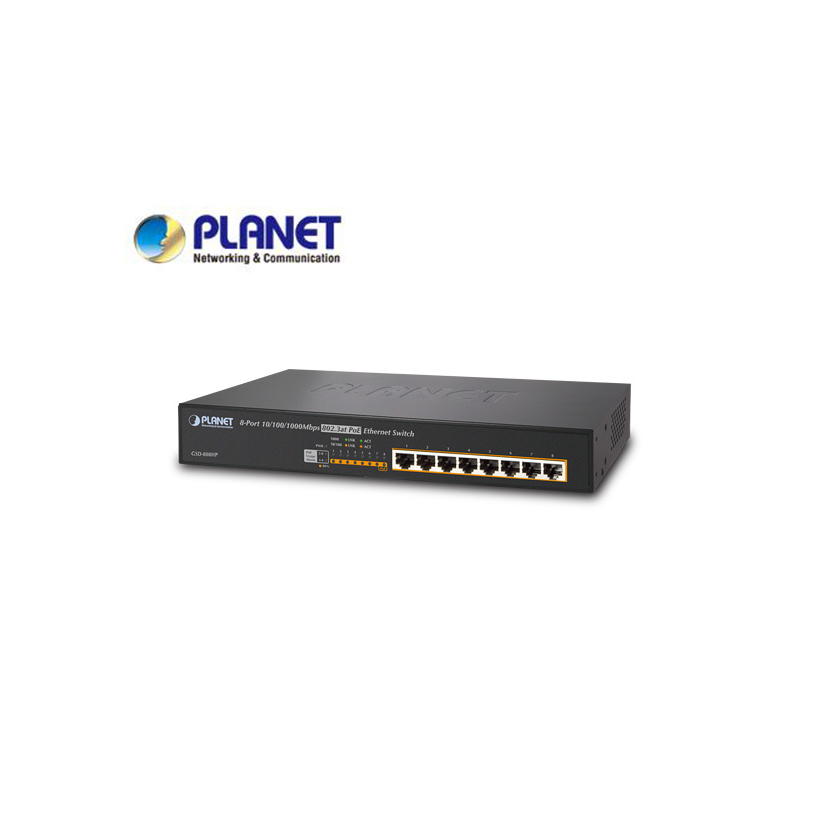 13" 8-Port 10/100/1000 Gigabit Ethernet Switch with 8-Port 802.3at High Power PoE+ Injector (130W)