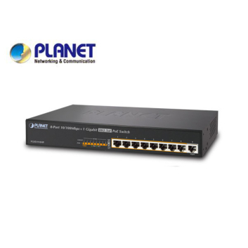 13" 8-Port 10/100 Ethernet 802.3at POE+ Switch with 1-Port Gigabit (130W)