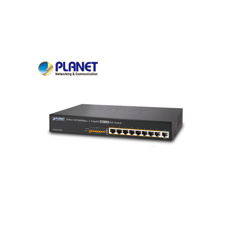 13" 8-Port 10/100 Ethernet 802.3at POE+ Switch with 1-Port Gigabit (130W)