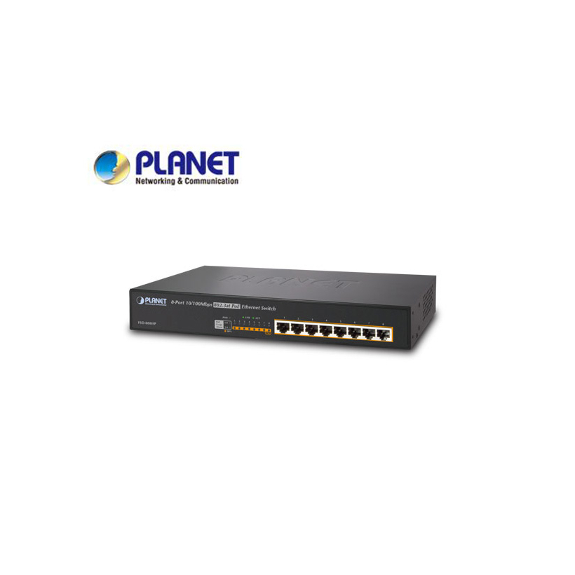 13" 8-Port 10/100 Ethernet Switch with 8-Port 802.3at High Power PoE Injector (130W)