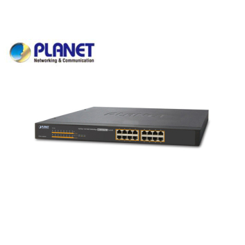 19" 16-Port 10/100/1000 unmanaged Gigabit Ethernet 802.3at POE+ Switch (220W)