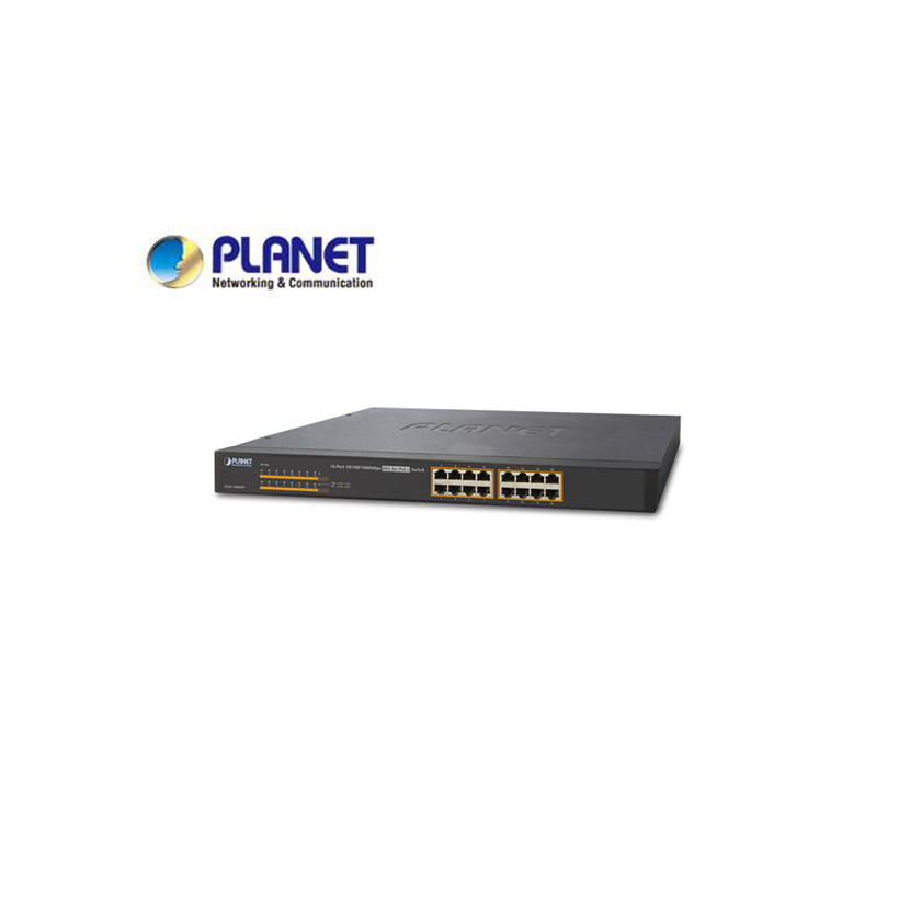 19" 16-Port 10/100/1000 unmanaged Gigabit Ethernet 802.3at POE+ Switch (220W)