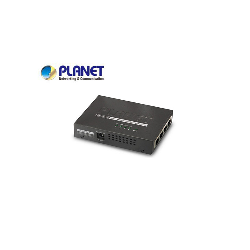 4-Port 802.3at 30W High Power over Ethernet Injector Hub - 120W External Power Adapter