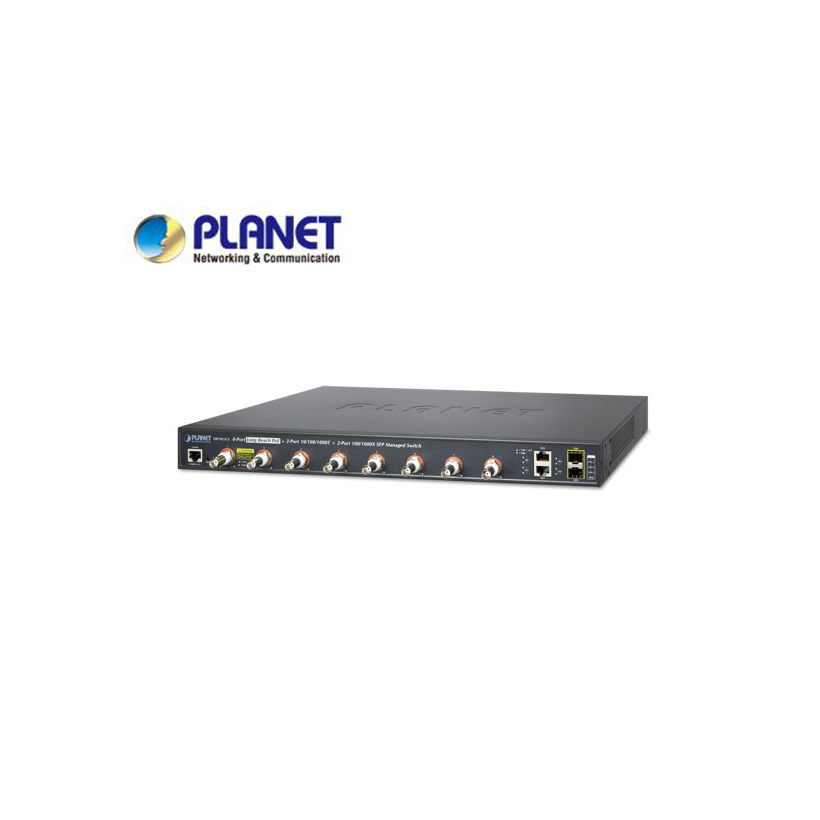 IPv4/IPv6, 8-Port Coax + 2-Port 10/100/1000T + 2-Port 100/1000X SFP Long Reach POE over Coaxial Managed Switch (240W)