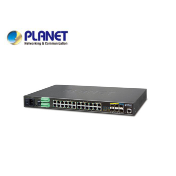 IP30 19" Rack Mountable Industrial L2+/L4 Managed Ethernet Switch, 24*1000T with 4 shared 100/1000X SFP + 2*10G SFP+ (-40 - 75 C, AC + 2 DC, DIDO), ERPS Ring, 1588