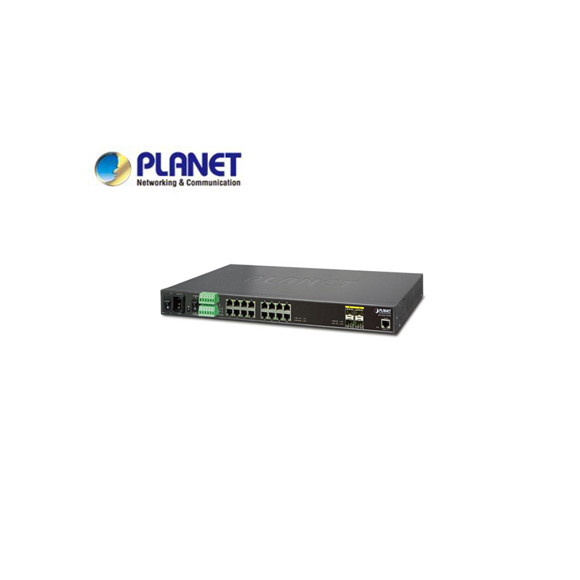 IP30 19" Rack Mountable Industrial L2+/L4 Managed Ethernet Switch, 16*1000T + 4*100/1000X SFP Â (-40 - 75 C, AC + 2 DC, DIDO, ERPS Ring, 1588)