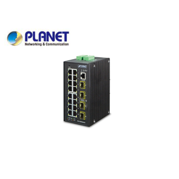 IP30 Industrial 16* 10/100/1000TP + 4* 100/1000F SFP Full Managed Ethernet Switch (-40 to 75 degree C, 2*DI, 2*DO), ERPS Ring, 1588