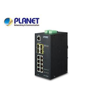 IP30 Industrial 8* 1000TP + 4* 100/1000F SFP Full Managed Ethernet Switch (-40 to 75 degree C, 2*DI, 2*DO, 12V-72VDC IN), ERPS Ring, 1588