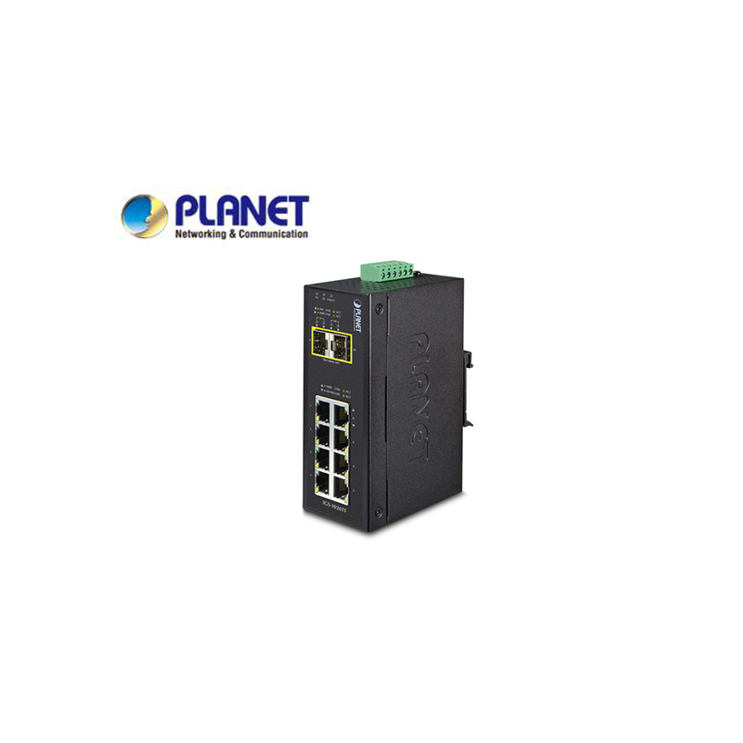 IP30 Industrial 8-Port 10/100/1000T + 2-Port 100/1000X SFP Ethernet Switch (-40~75 degrees C)