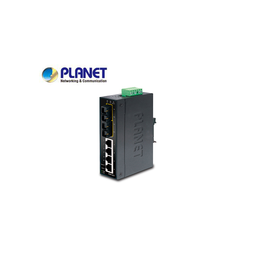 IP30 Slim Type 4-Port Industrial Ethernet Switch + 2-Port 100Base-FX(SC) (-10 - 60 C)