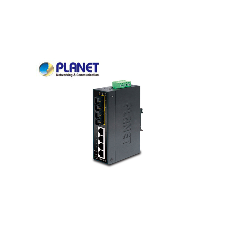 IP30 Slim Type 4-Port Industrial Ethernet Switch + 2-Port 100Base-FX(SC) (-40 - 75 C)