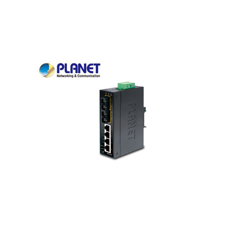 IP30 Slim Type 4-Port Industrial Ethernet Switch + 2-Port 100Base-FX(15KM) (-10 - 60 C)