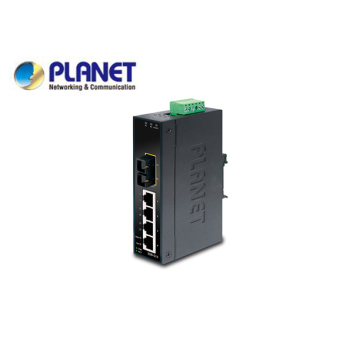 IP30 Slim Type 4-Port Industrial Ethernet Switch + 1-Port 100Base-FX(15KM) (-10 - 60 C)