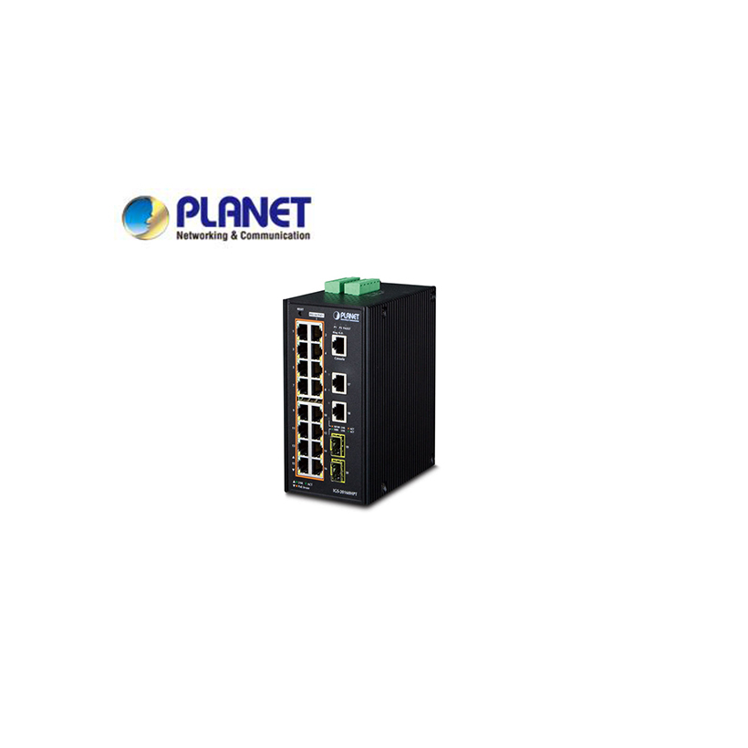 IP30 Industrial L2+/L4 16-Port 1000T 802.3at PoE+ 2-Port 1000T + 2-port 100/1000X SFP Full Managed Switch (-40 to 75 C, dual redundant power input on 48~56VDC terminal block, DIDO, ERPS Ring