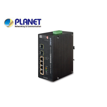 IP30 6-Port Gigabit Switch with 4-Port 802.3AT POE+ plus 2-port 100/1000X SFP (-40 to 75 C)