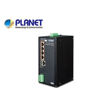 IP30 Industrial Renewable Energy 4-Port 10/100/1000T 802.3at PoE+ Managed Ethernet Switch. (-10 to 60 degree C, 4-Port Gigabit 802.3at PoE+ injector + 1-Port Gigabit Ethernet  24V/1A DC output, Web