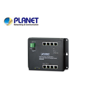 IP30, IPv6/IPv4, 8-Port 1000TP + 2-Port 100/1000F SFP Wall-mount Managed Ethernet Switch (-40 to 75 C), dual redundant power input on 12-48VDC / 24VAC terminal block and power jack, SNMPv3, 802.1Q