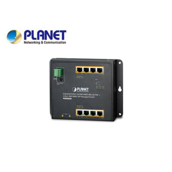 IP30, IPv6/IPv4, 8-Port 1000T 802.3at PoE + 2-Port 100/1000X SFP Wall-mount Managed Ethernet Switch (-40 to 75 C, dual power input on 48-56VDC terminal block and power jack, SNMPv3, 802.1Q VLAN, IGMP