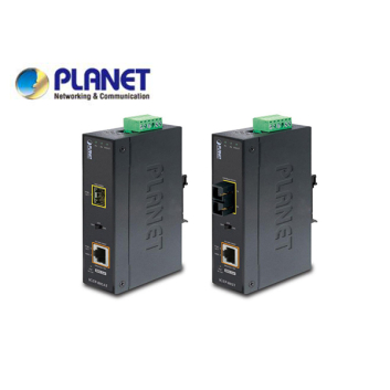 IP30 Industrial 10/100/1000Base-T to Gigabit SFP Converter with 802.3at POE+ (-40 to 75C)